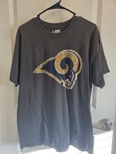 nfl team apparel Los Angeles RAMS MENS L GRAY T-Shirt