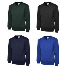 Uneek Premium V-Neck Sweatshirt Thick Brushed Cotton Blend Jumper, XS–4XL Unisex