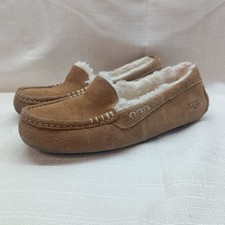 Ugg Ansley Moccasin Womens Size 8 Chestnut Brown Suede Sheepskin Slip On Loafer