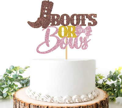 Boots or Bows Cake Topper, Western Theme Baby Shower/Gender Reveal Party Decorat