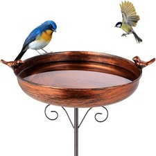 Vintage Copper Bird Bath 38" Freestanding Stake Metal Outdoor Garden Yard