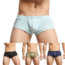 Mens Sexy Underwear Underpants Soft Boxers Shorts Briefs Trunks Button Low Rise