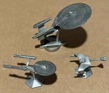 Star Trek Rawcliffe Pewter Enterprise NCC-1701, 1701-D Klingon Battle Cruiser