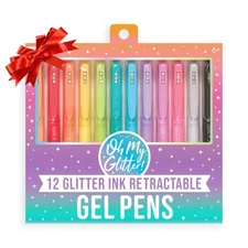 Oh My Glitter Gel Pens - Set of 12 Cute School and Art Supplies for Girls, Pl...