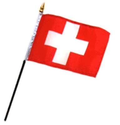 RFCO Switzerland 4''x6'' Desk Stick Flag (No Base) (1 Flag) 4''x6'', Multicolor