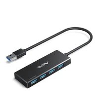 4 Port Usb 3.0 Hub High Speed Multiport Adapter Black For Laptops And Devices