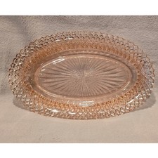 Vintage Hocking Glass Co Miss America Diamond Pattern Pink Depression Oval Plate