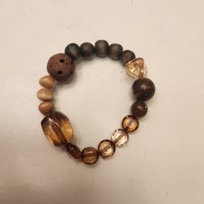 Womens Unbranded Beaded Bracelet One Size Brown Wooden Acrylic 7-8" boho forest