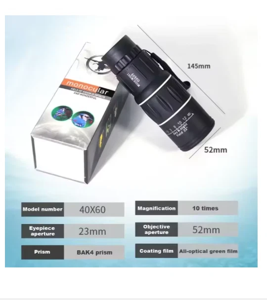 40x60 Monocular Telescope Night Telescope 10-300X40mm Waterproof Vision BAK4 - Image 4 of 4