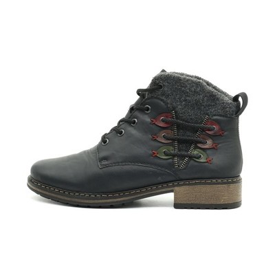 Rieker Damen Z6743 Stiefeletten Schwarz Leder Winter Schnürstiefeletten EU 40
