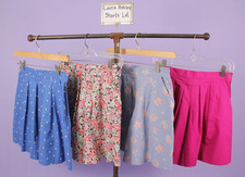 VTG 80s 90s Lot of 4 Laura Ashley Pleated Cotton Shorts XXS/XS Shorts Lot