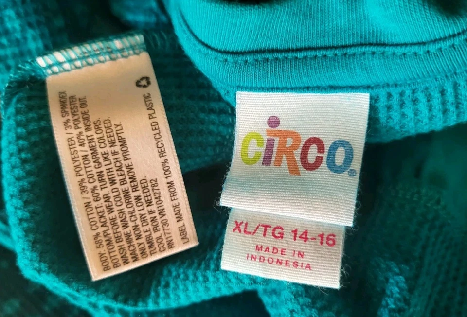 Circo Junior girls XL 14 16 teal thermal L Sleeve Ruffle School Party cotton pol - Image 4 of 4