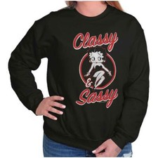 Betty Boop Retro Cartoon Classy and Sassy Womens Crewneck Sweatshirt Pullover