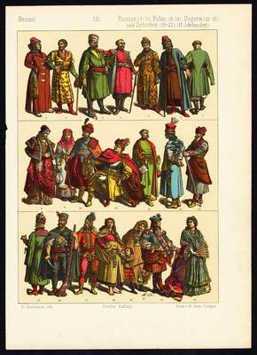 Antique Print-MODERN ERA-COSTUME-RUSSIA-SCOTLAND-POLAND-HUNGARY-Hottenroth-1884