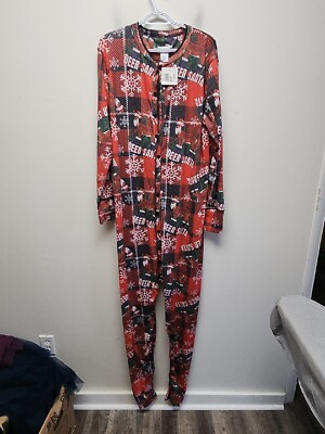 MEN'S WEMBLEY Christmas One Piece Pajama Deer Hunting Theme XL New
