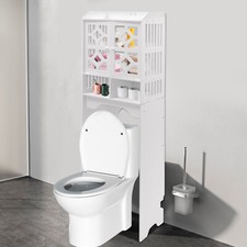 Over The Toilet Storage Cabinet, 4 Tier Bathroom Organizer w/ Raised Leg