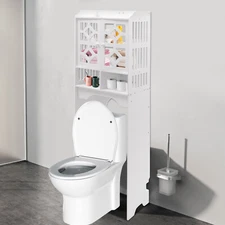 Over The Toilet Storage Cabinet, 4 Tier Bathroom Organizer w/ Raised Leg
