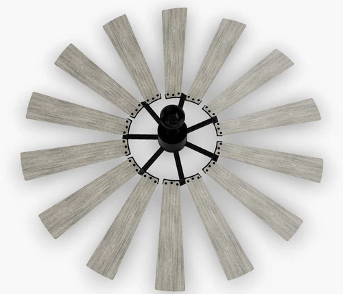 VISUAL COMFORT 72" CEILING FAN SILVER WASHED OAK REVERSIBLE BLADE LED LIGHT KIT - Picture 7 of 10