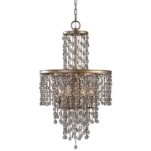 Uttermost Valka 6 Light Crystal Chandelier in Silver Swedish Iron - Picture 1 of 6
