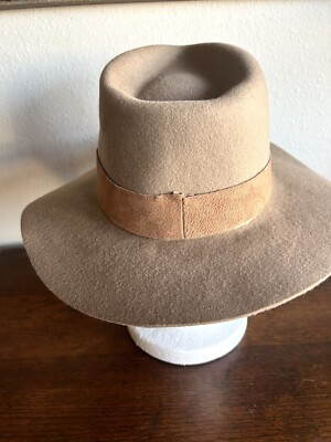 Wyeth 100% Wool Felt Soft Brim Tan Fedora Rancher Western  display picture 2