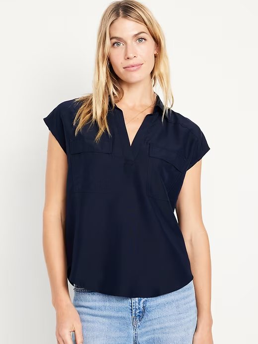 NWT Old Navy Blue Dolman-Sleeve Utility Top Shirt Blouse XXL | eBay