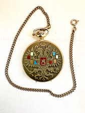 Soviet USSR Vintage Pocket Watch Molnija Imerperial Double Headed Eagle w/papers