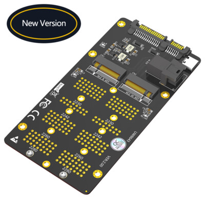Version 2in1 Combo M.2(NGFF) NVMe SSD/SATA-Bus SSD to SFF-8643 SATA Adapter New