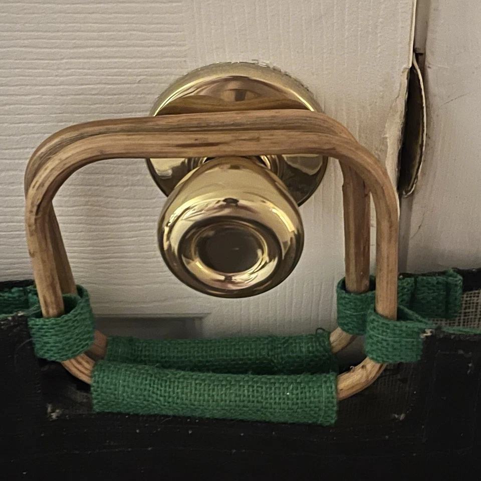 VTG Totebag Parrots Bamboo Handle Pink Green Yellow Black  Boho Grocery Bag Fun - Image 4 of 4