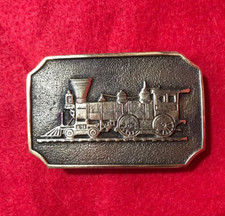 BTS Train Engine Rectangular Belt Buckle Solid Brass Made in the USA 3.25" x 2"