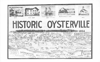 H34/ Oysterville Washington Postcard REPRINT Map Homes Sailboat