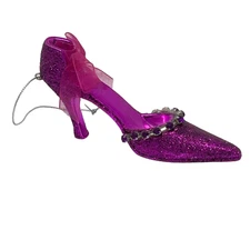 Miniature Purple High Heel Shoe Ornament with Decorative Purple Stones