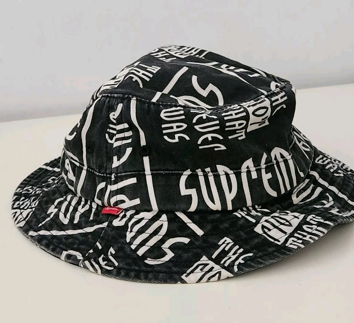 SS14 Supreme Riot Crusher M/L chapeau seau noir moyen/grand Neville Brody rare