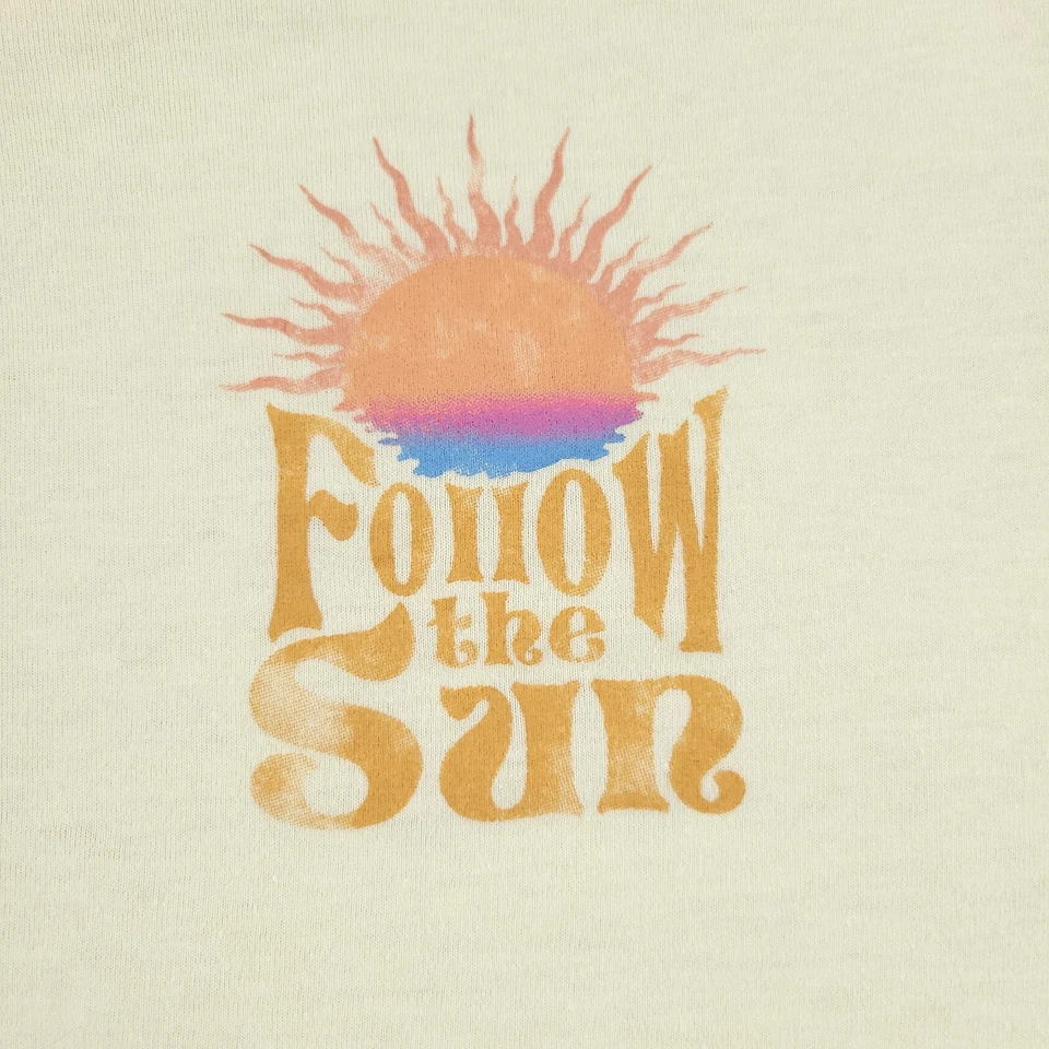 Kensie 衬衫女式 XL 米色 Follow The Sun Crop 上衣图案 T 恤短袖 — 第 2/4 张图片