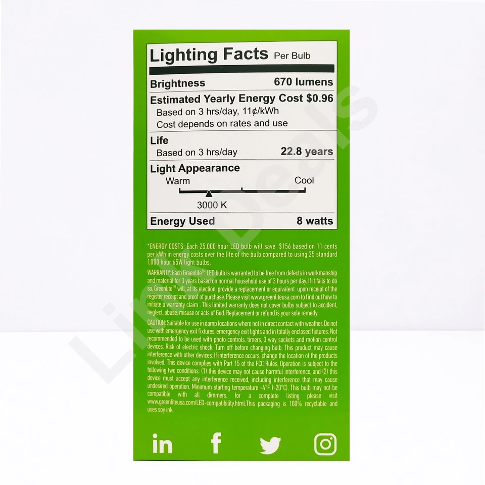 12 Pack GreenLite 65W Equivalent LED 8W Dimmable BR30 Floodlight - Image 3 of 4