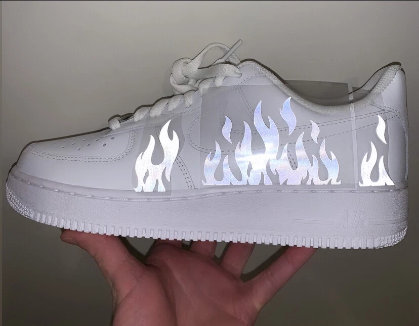 Reflective Flames White Nike Air Force 1 Custom Air Force 1s 