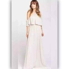 Show Me Your Mumu Rebecca Ruffle Maxi Greyish Beige Size M Bridesmaid Wedding