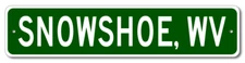 Snowshoe, West Virginia Metal Wall Decor City Limit Sign - Aluminum