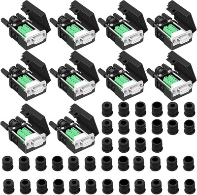 10PCS DB9 Female Solderless Breakout Connector Set for Easy Serial Connections