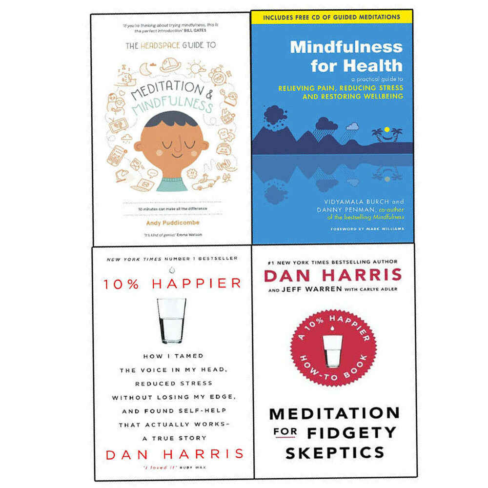 Mindfulness for Health,Headspace Guide,Fidgety Skeptics, 10% Happier 4 Books Set