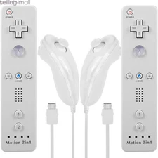 2 in 1 Motion Plus Wii Remote Controllers & Nunchuck for Nintendo Wii U Wii