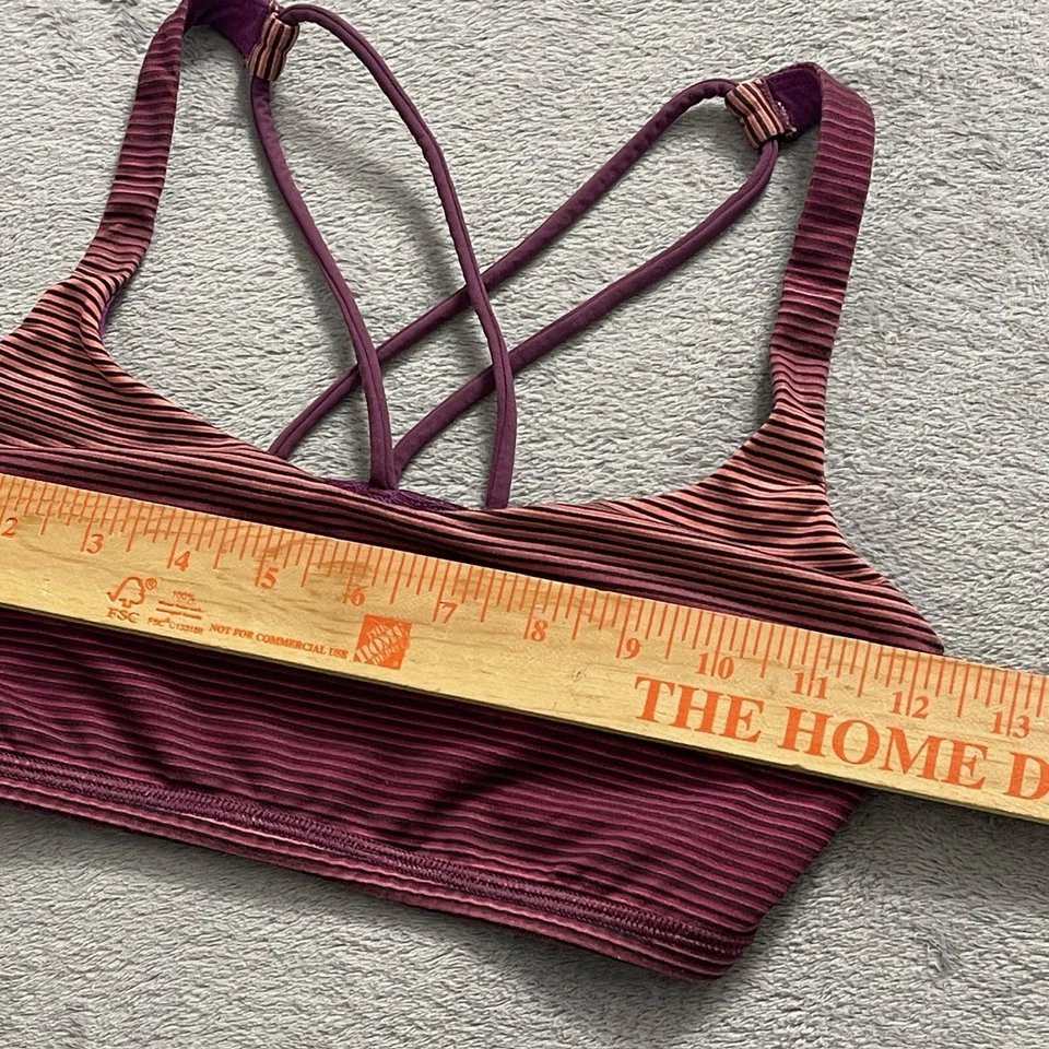 Sujetador deportivo Lululemon Free To Be para mujer talla 4 rosa a rayas espalda cruzada atlético Foto 4 de 4