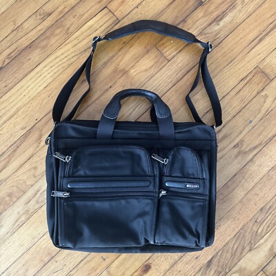 Tumi 26141D4 Alpha Black Ballistic Nylon Expandable Laptop Briefcase Bag TSA