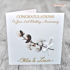Personalised Cotton 2nd Wedding Anniversary Card