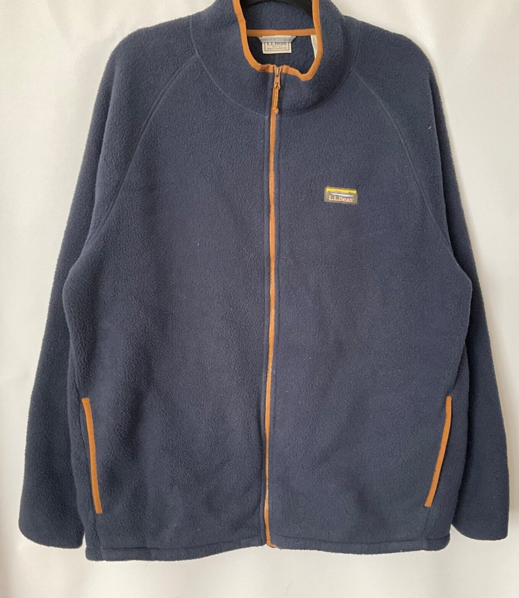 LL Bean Men's Navy Blue Fleece Long Sleeve Full-Zip Sweater XL TALL
