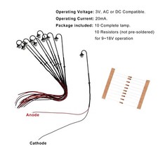 LYM12 10pcs Model Railway HO Scale 1:87 Round Head Lamps Street Lights 2.17in