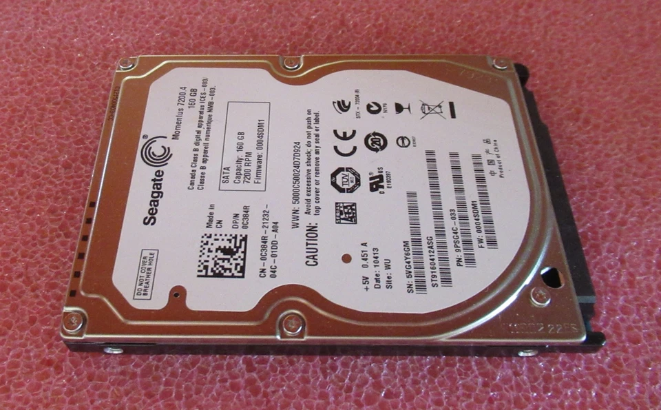 Dell C384R ST9160412ASG Momentus 7200.4 160GB 7200RPM SATA 3Gbps 16MB 2.5" HDD - Image 4 of 4