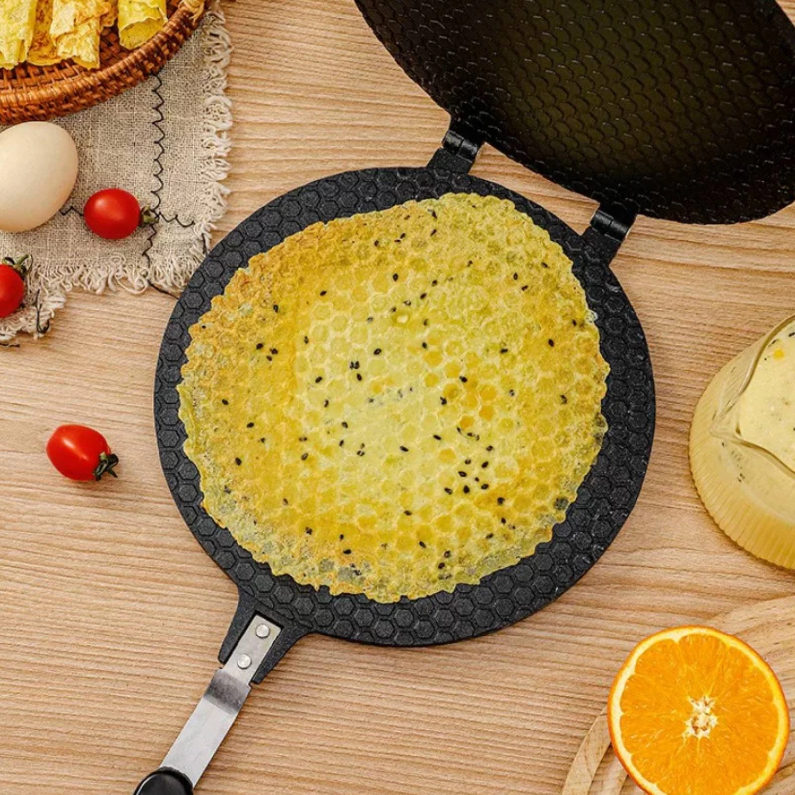 Double-Sided Rolled Omelet Roll Pan Heat Resistant Handle Rolled Omelet Roll