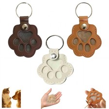 Paw Keychain for Dog Hair, Leather Pet Fur Keepsake Keyring, Pet Memorial Hai...