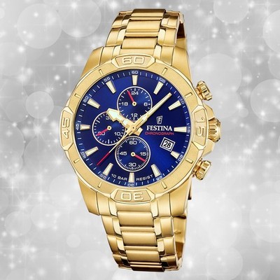 Festina Herrenuhr Timeless Chronograph Armbanduhr Edelstahl gold UF20705/3
