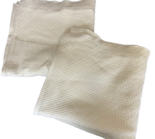 2 Pine Cone Hill Basket Weave Matelasse Euro Shams~Vanilla Cream~26x26~Cotton